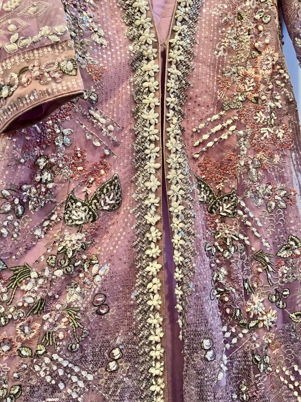 pink purple lilies 4-piece desi dress, pakistani indian dress - Picture 7 of 15